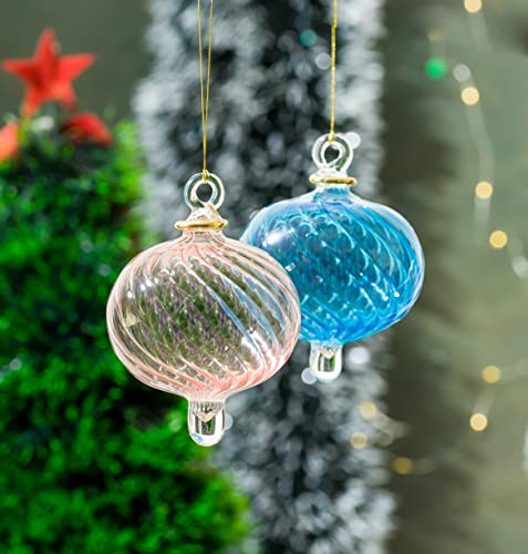 Les Trois Pyramides כדורים דקורטיביים לקישוטים לעץ חג המולד | רעיונות לקישוט חג המולד לבית | קישוטי זכוכית מנופחים